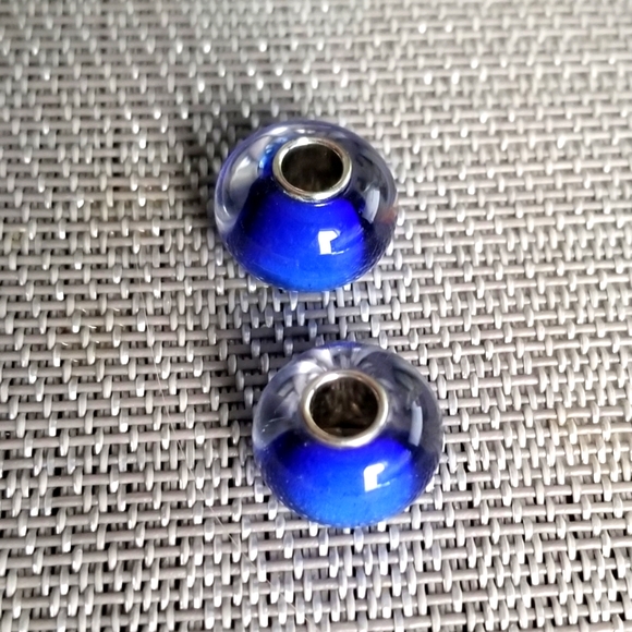Blue Glass Charm Beads - Fits Pandora Jewelry - Picture 2 of 4